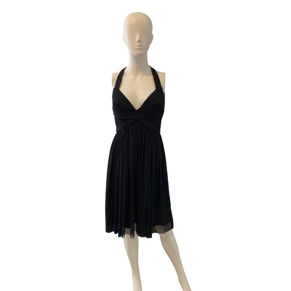 London Times Dresses & Skirts - London Times Black Women's Halter Beaded Cocktail Dress Size 6